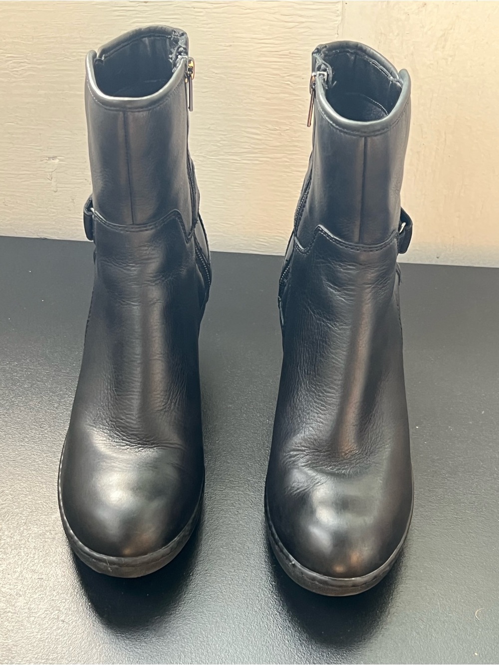 Clarks Natira Kit GTX Black Leather Wedge Boots Size 9.5